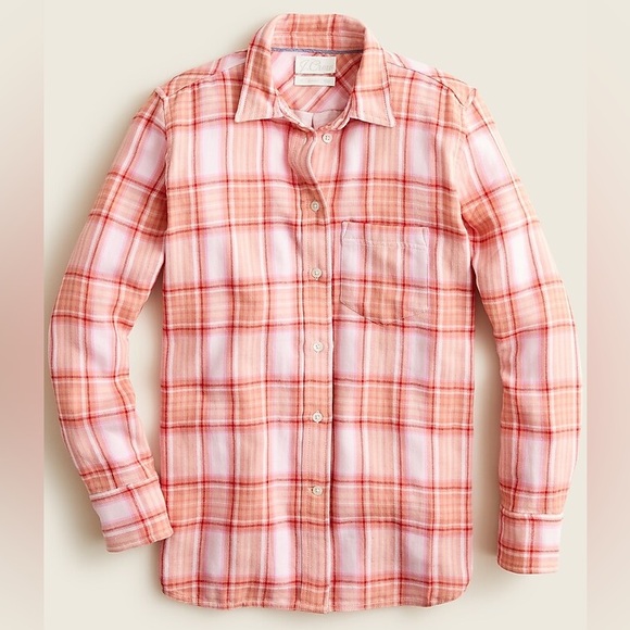 J. Crew Classic-fit Button Up Shirt in Blush Tartan Size 6 - Picture 5 of 9
